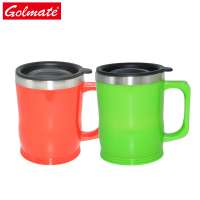 BPA free plastic body stainless steel inner travel mug