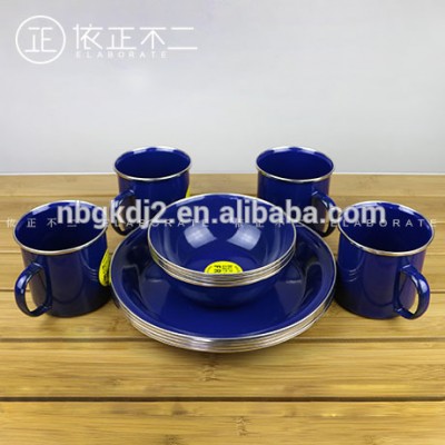 outdoor enamel camping tableware set mug /bowl/ plate