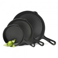 high quality cast iron 3 pieces fry pan set